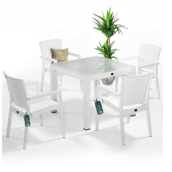 Σετ τραπέζι κήπου 1 τεμ. και 4 τεμ. Καρέκλες Badex Trendlux White Σετ τραπέζι κήπου 1 τεμ. και 4 τεμ. Καρέκλες Badex Trendlux White