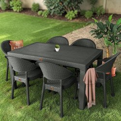 Σετ τραπέζι 90x150 cm και 6 καρέκλες Bambu Brown