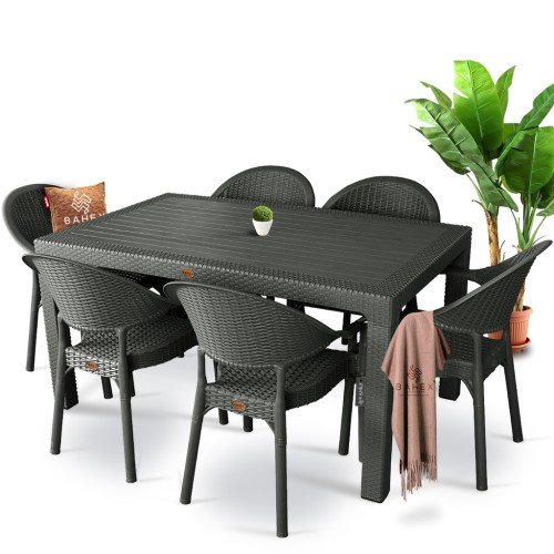 Σετ τραπέζι 90x150 cm και 6 καρέκλες Bambu Brown Σετ τραπέζι 90x150 cm και 6 καρέκλες Bambu Brown