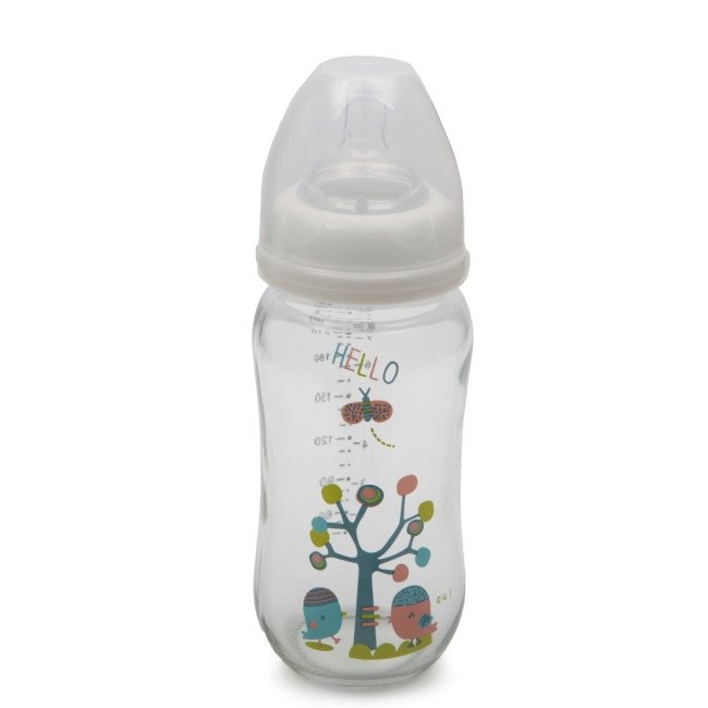 Γυάλινο μπιμπερό με φαρδύ στόμιο 240 ml B0468