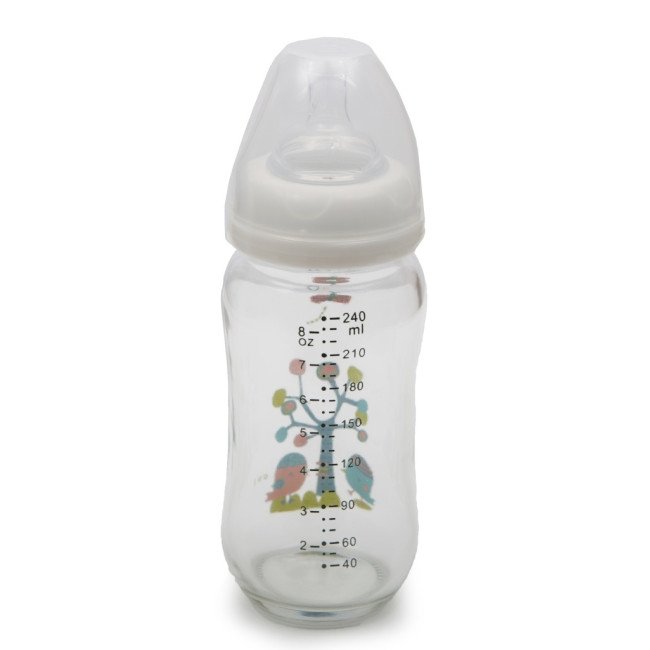 Γυάλινο μπιμπερό με φαρδύ στόμιο 240 ml B0468