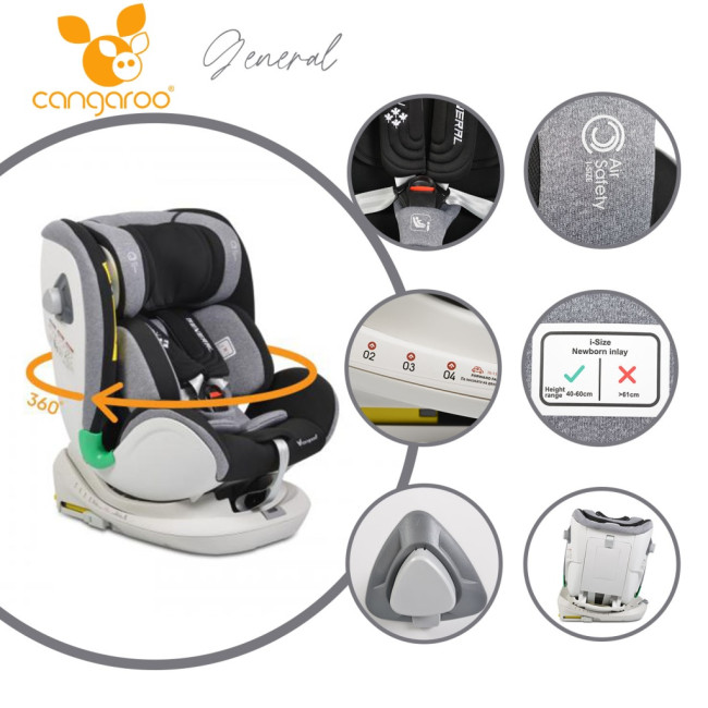 Κάθισμα αυτοκινήτου General I-Size με σύστημα Isofix 360° γκρι
