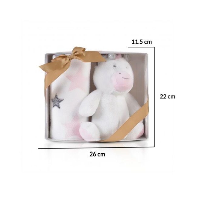 Βρεφική κουβέρτα 90/75 cm με παιχνίδι Unicorn Stars