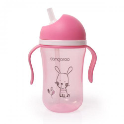 Κύπελλο με καλαμάκι σιλικόνης 300ML C0587 ροζ