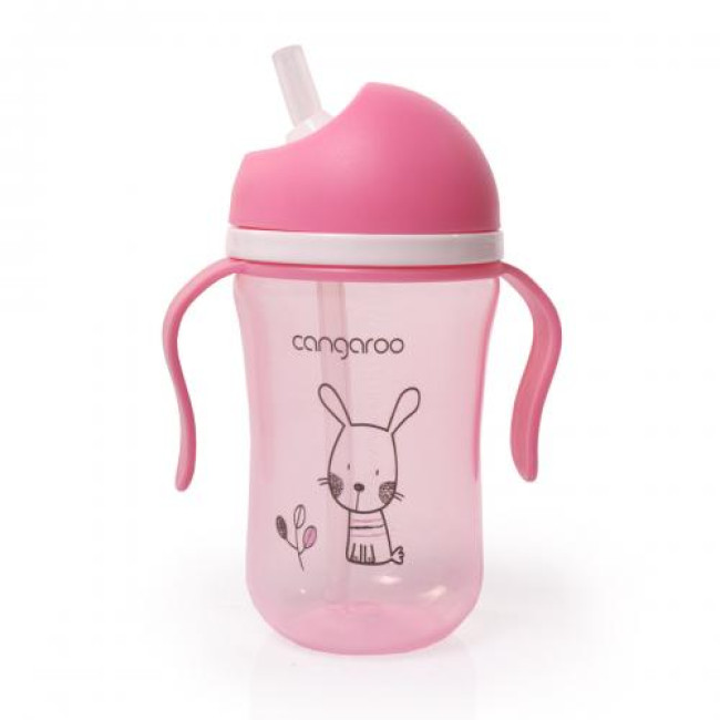 Κύπελλο με καλαμάκι σιλικόνης 300ML C0587 ροζ