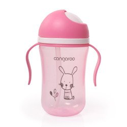 Κύπελλο με καλαμάκι σιλικόνης 300ML C0587 ροζ