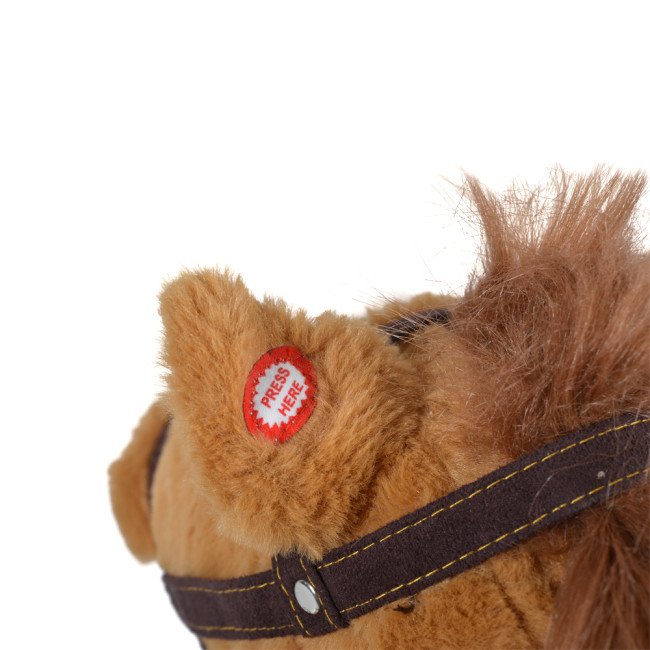 Rocking Plush Horse Thunder Khaki Wheels