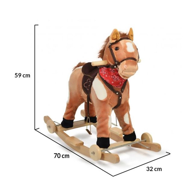 Rocking Plush Horse Thunder Khaki Wheels