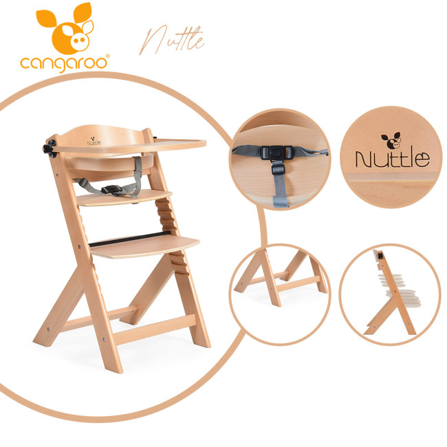 Ξύλινη καρέκλα τραπεζαρίας 2 σε 1 Nuttle natural
