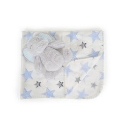 Βρεφική κουβέρτα 90/75 cm με παιχνίδι Elephant blue