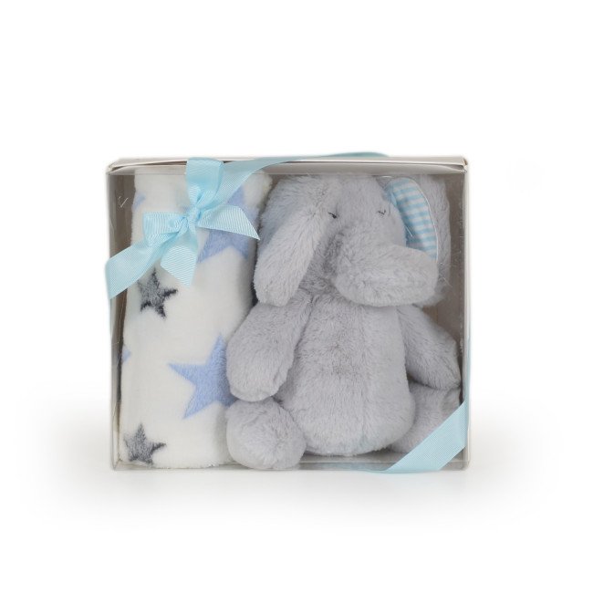 Βρεφική κουβέρτα 90/75 cm με παιχνίδι Elephant blue Βρεφική κουβέρτα 90/75 cm με παιχνίδι Elephant blue