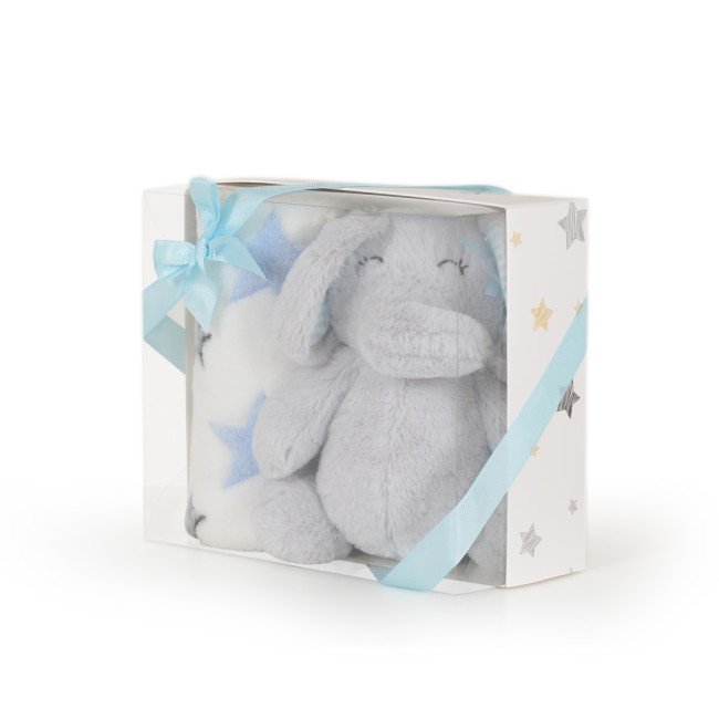 Βρεφική κουβέρτα 90/75 cm με παιχνίδι Elephant blue Βρεφική κουβέρτα 90/75 cm με παιχνίδι Elephant blue
