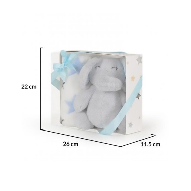 Βρεφική κουβέρτα 90/75 cm με παιχνίδι Elephant blue Βρεφική κουβέρτα 90/75 cm με παιχνίδι Elephant blue