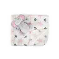 Βρεφική κουβέρτα 90/75 cm με παιχνίδι Elephant pink