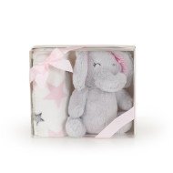 Βρεφική κουβέρτα 90/75 cm με παιχνίδι Elephant pink