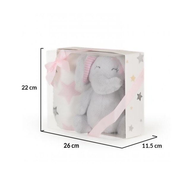 Βρεφική κουβέρτα 90/75 cm με παιχνίδι Elephant pink