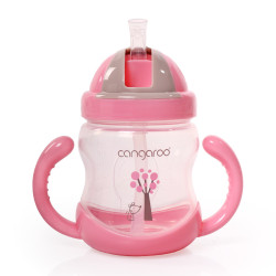 Κύπελλο με πλαστικό καλαμάκι 280ml C0582 ροζ