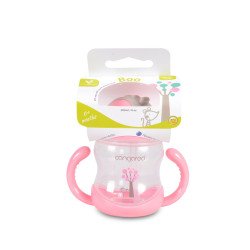 Κύπελλο με πλαστικό καλαμάκι 280ml C0582 ροζ