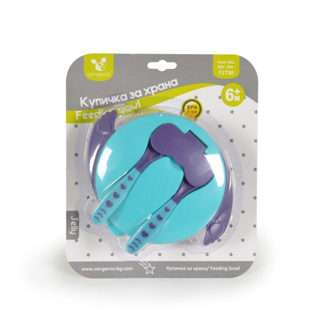 Μπολ με κουτάλι και πιρούνι Jelly blue F1730